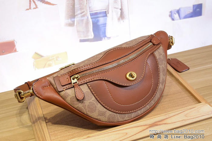 COACH蔻馳 32755 c家牛皮簽名LOGO印花 女包腰包 胸包 男女同款  Chz1357